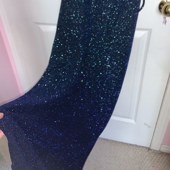 Elegant One Shoulder Long Blue Dress - Picture 8 of 16